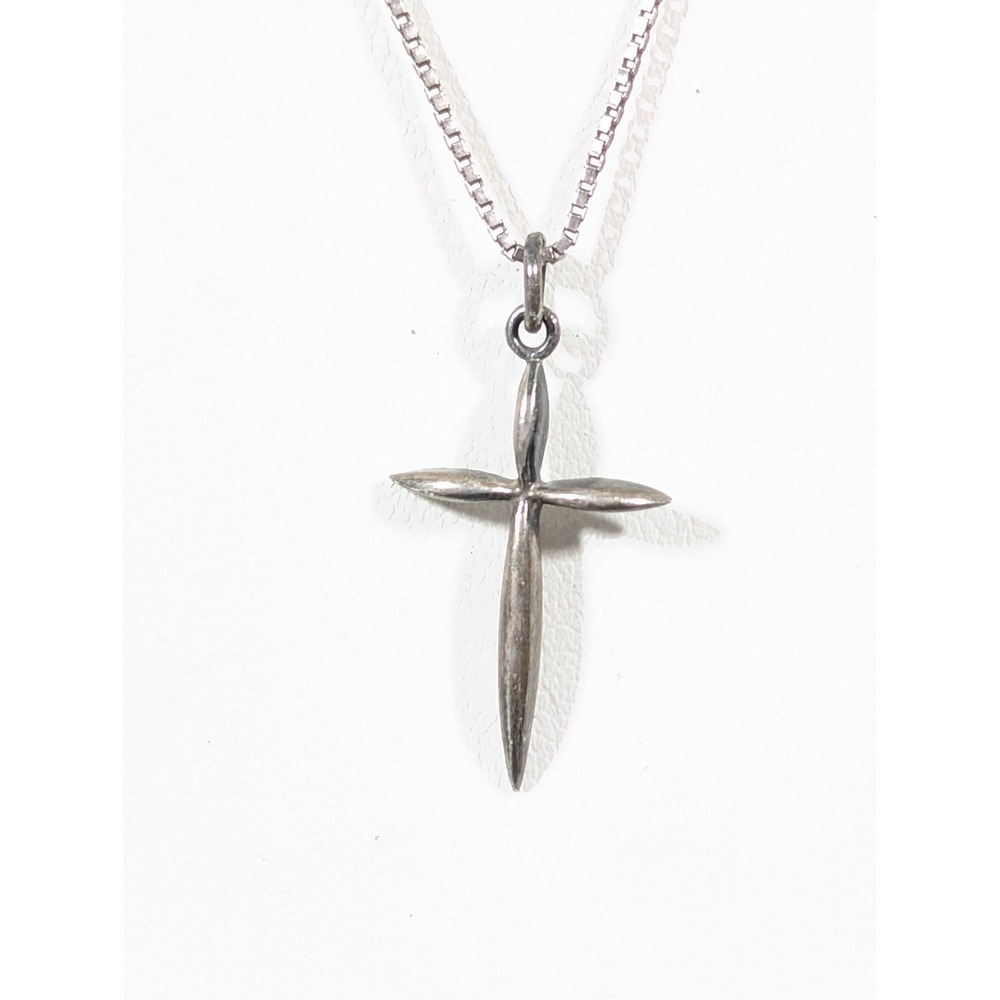 Jezlaine Sterling Silver Cross Necklace 32" Long Chain Classic MInimalist